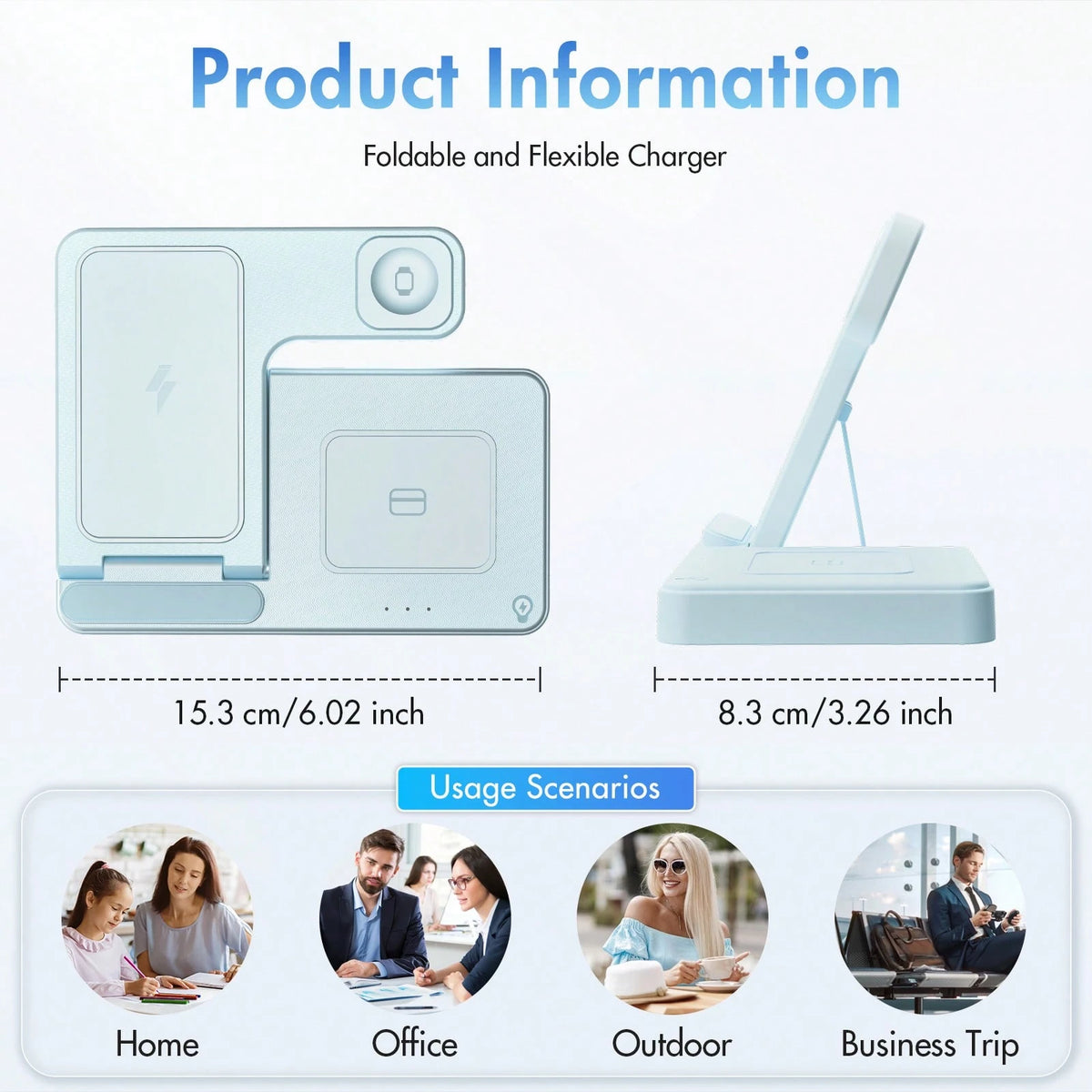 [Only Supports Wireless Headphones With Wireless Charging Function]3 In 1 Charging Station Compatible, Wireless Charger Compatible With 16 15 14 13 12 11 X Pro Max & Apple, Wireless Charging Station