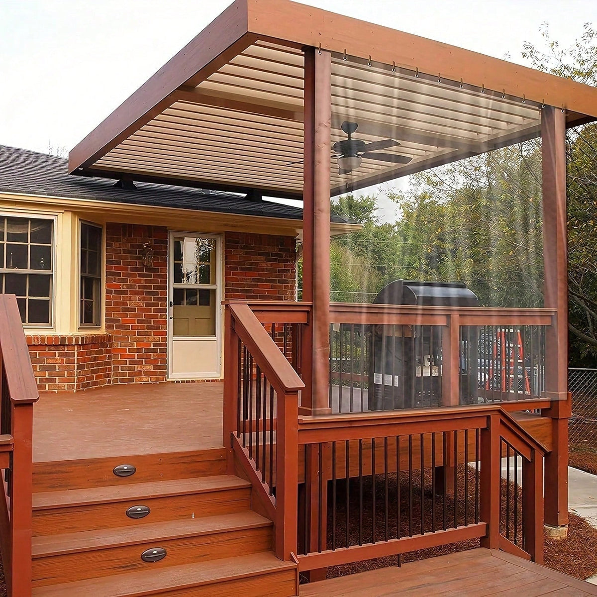 [Porch Transparent Rain Shield Curtain] Transparent Material Rain Shield Curtain With A Sealed Ring Structure For Excellent Waterproof Effect. Installed On The Porch, It Effectively Blocks Rainwater F