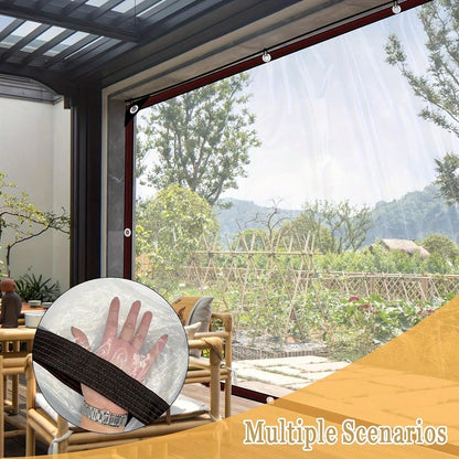 [Porch Transparent Rain Shield Curtain] Transparent Material Rain Shield Curtain With A Sealed Ring Structure For Excellent Waterproof Effect. Installed On The Porch, It Effectively Blocks Rainwater F