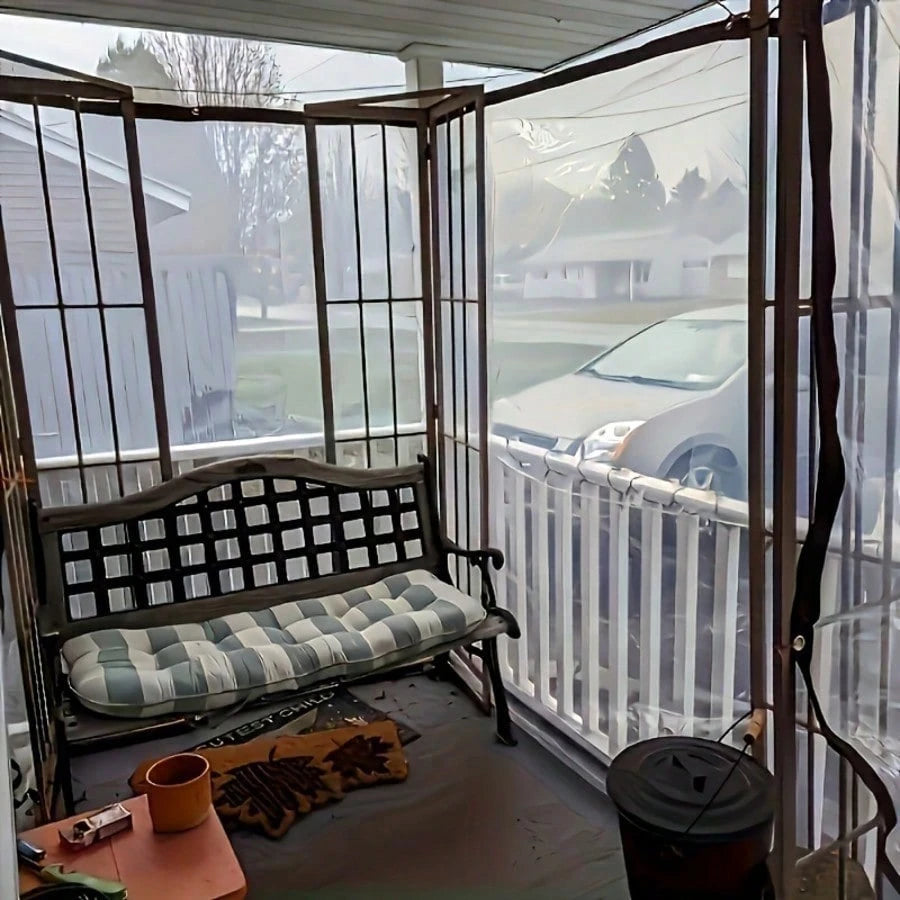 [Porch Transparent Rain Shield Curtain] Transparent Material Rain Shield Curtain With A Sealed Ring Structure For Excellent Waterproof Effect. Installed On The Porch, It Effectively Blocks Rainwater F