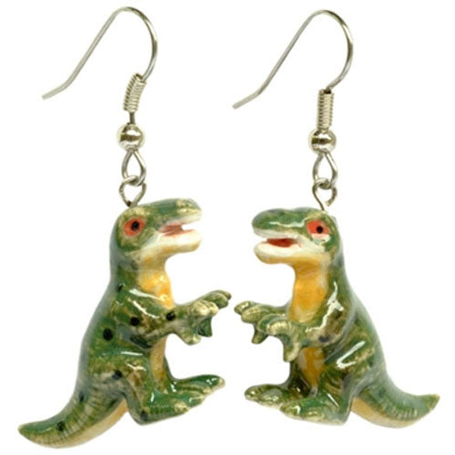 "Sale" Little Critterz x Northern Rose - Trex Dinosaur Porcelain Earrings