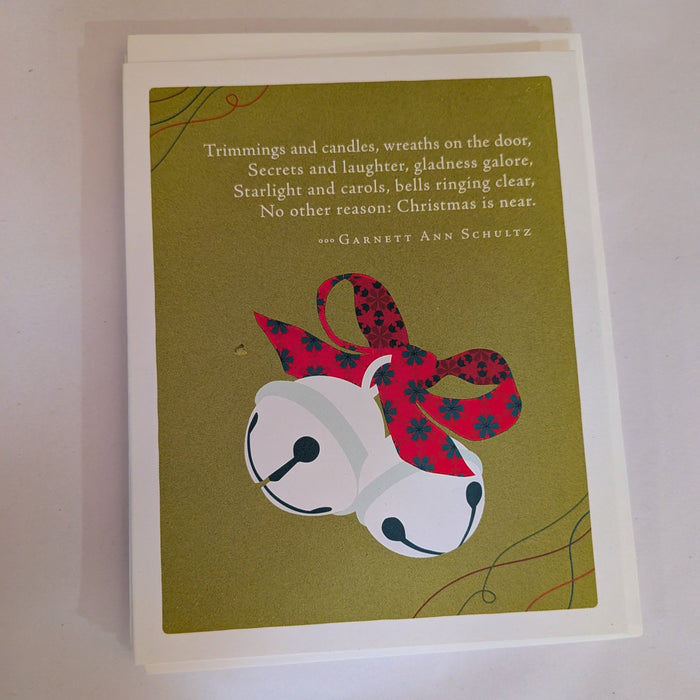 "Trimmings and candles, wreaths on the door" Card