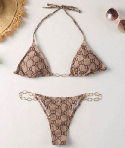 Women's Sexy Deep V Neck Micro Crop Tankini Thong Bikini Set In Coated Fabric With Medium Stretch, Perfect For A Stylish Beach Look