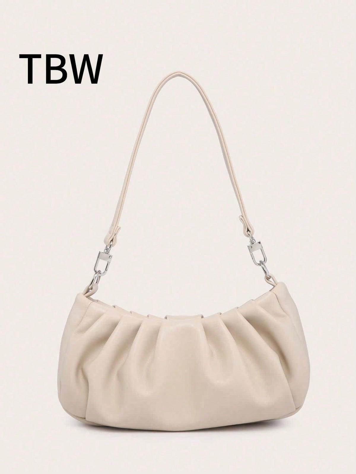 Women's Shoulder Bag, Baguette Bag, PU Wrinkled Fabric, Multi-Functional Front Chain Decoration, Simple And Versatile, Suitable For Commuting, Shopping And Outings