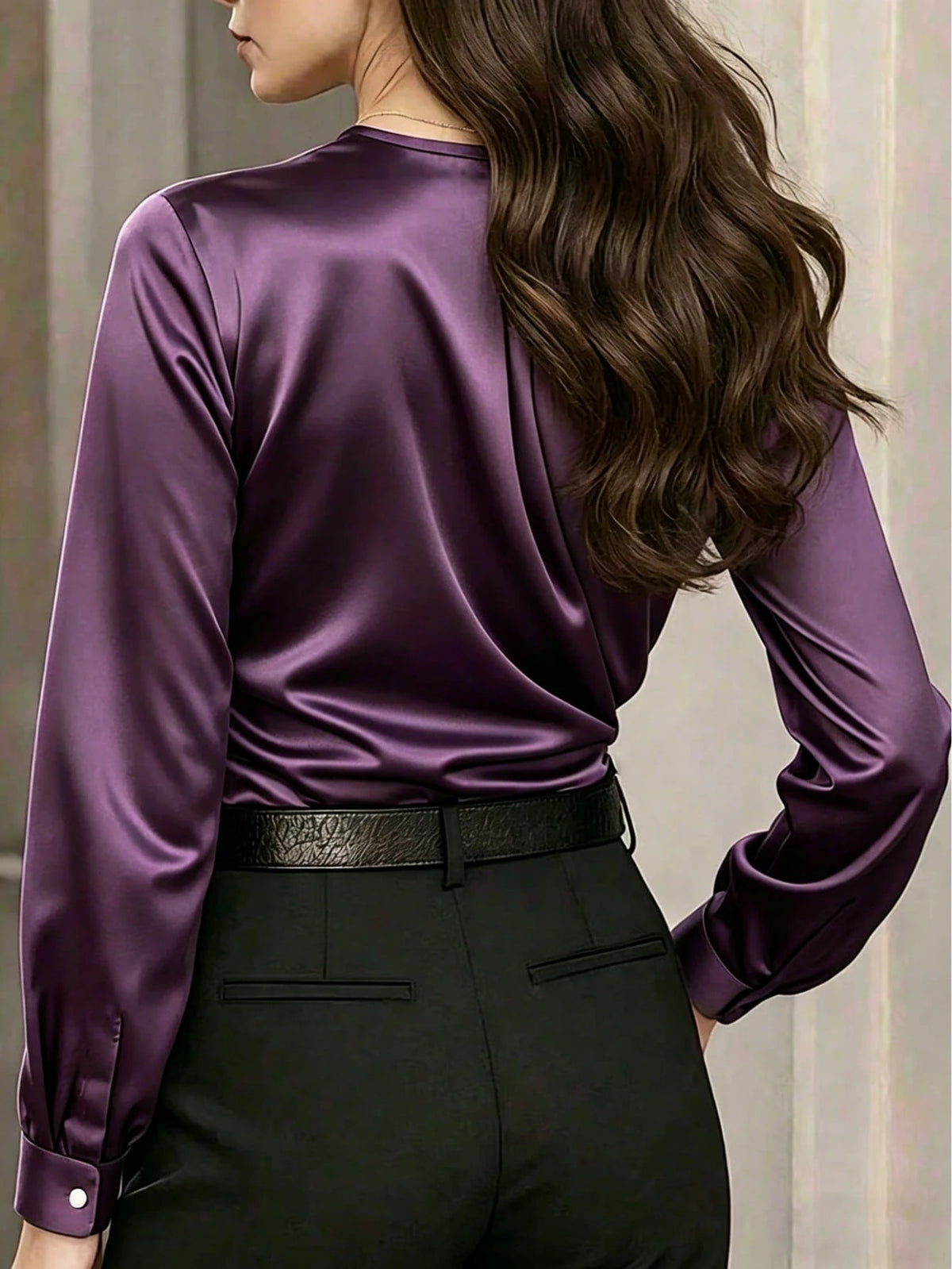 Women's Solid Color Pleated Casual Versatile Daily Travel Shirt