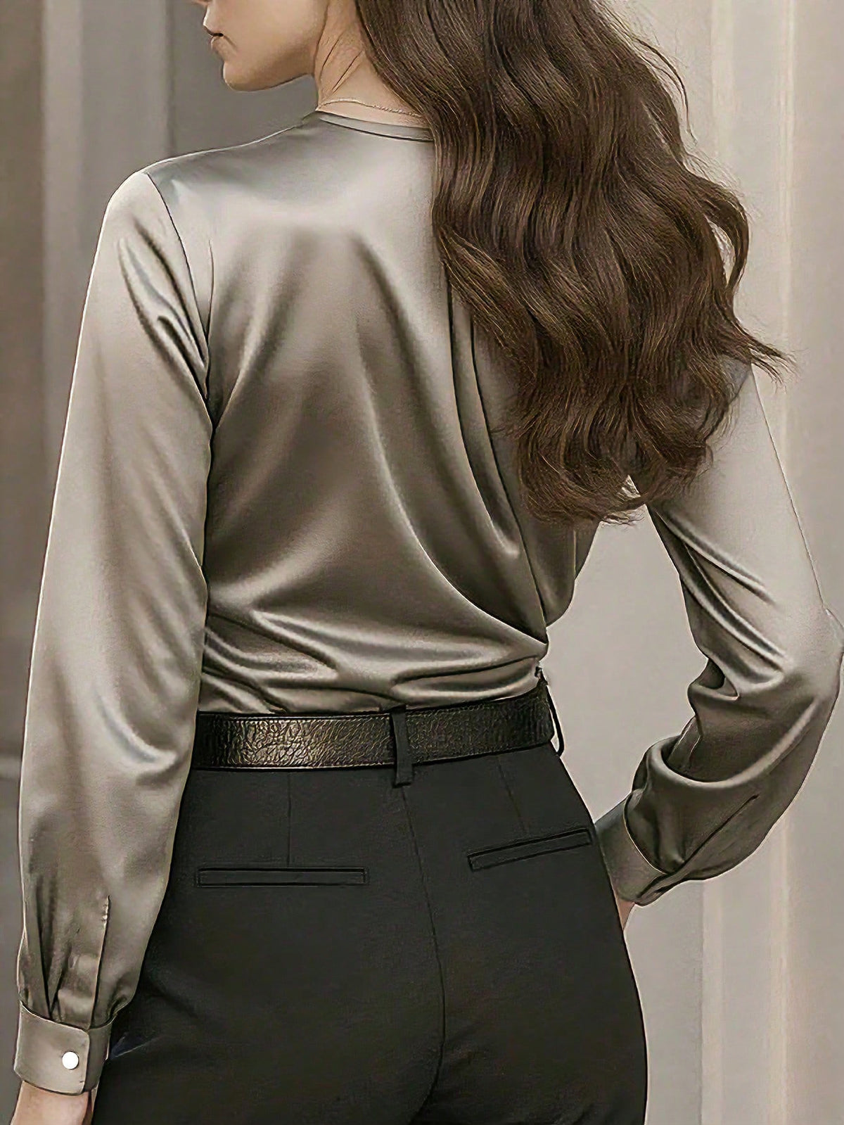 Women's Solid Color Pleated Casual Versatile Daily Travel Shirt