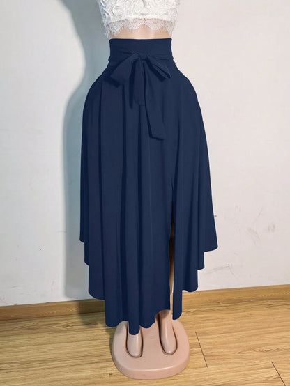 Women's Solid Color Simple Daily Slit Skirt Black Elegant Spring