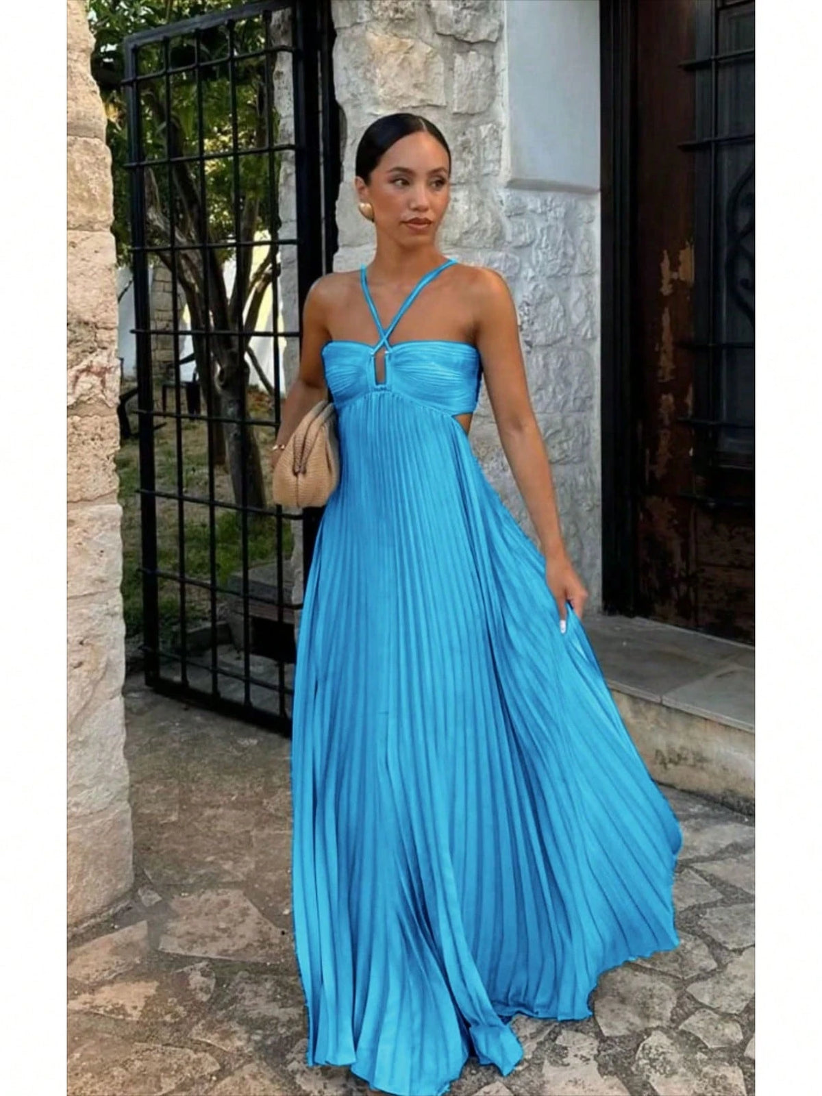 Women's Strapless Pleated Cami Dress, Solid Color Sleeveless Bodycon Mini Dress, Chic Summer Outfit