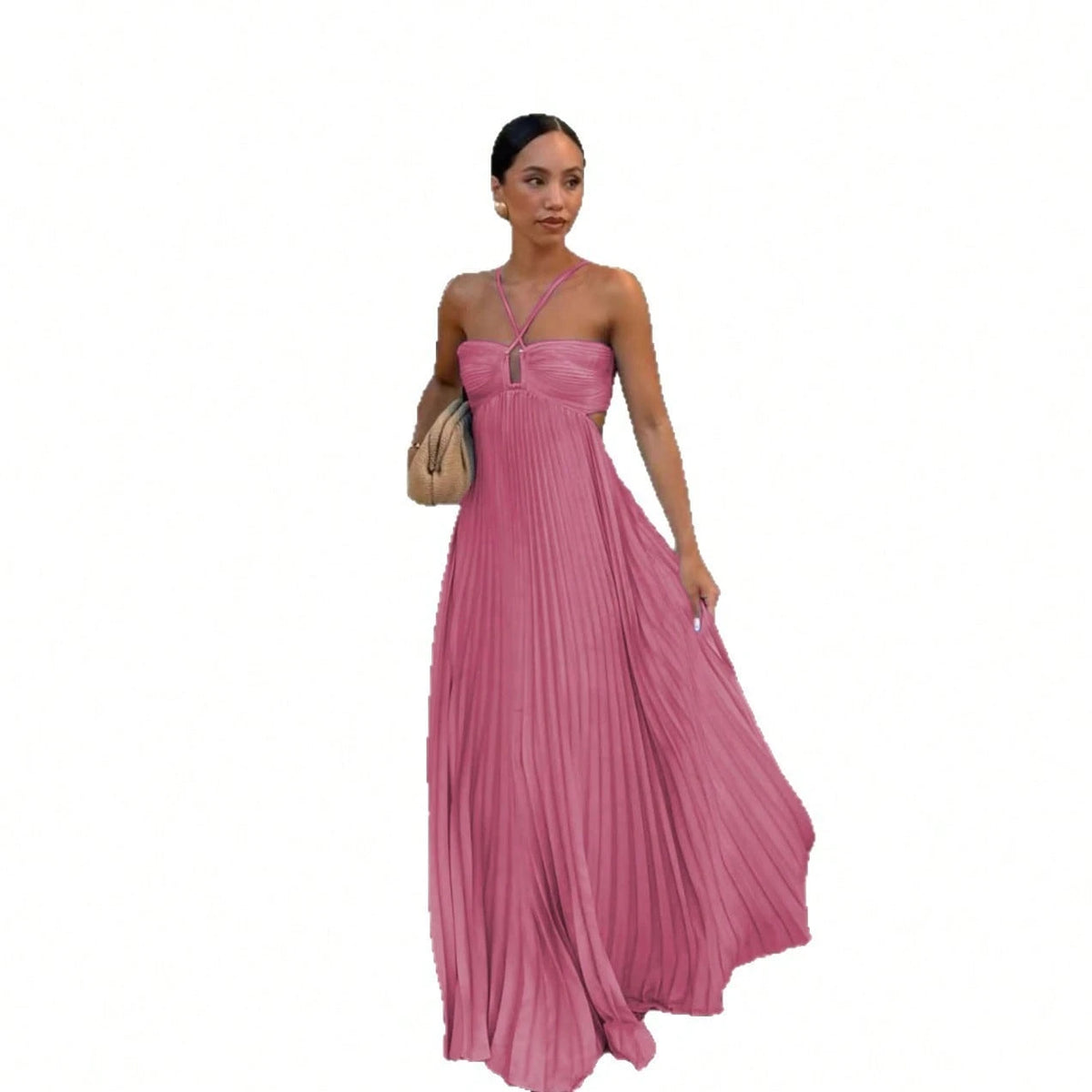 Women's Strapless Pleated Cami Dress, Solid Color Sleeveless Bodycon Mini Dress, Chic Summer Outfit