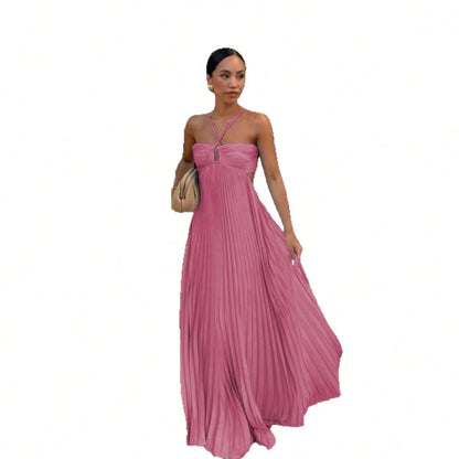 Women's Strapless Pleated Cami Dress, Solid Color Sleeveless Bodycon Mini Dress, Chic Summer Outfit