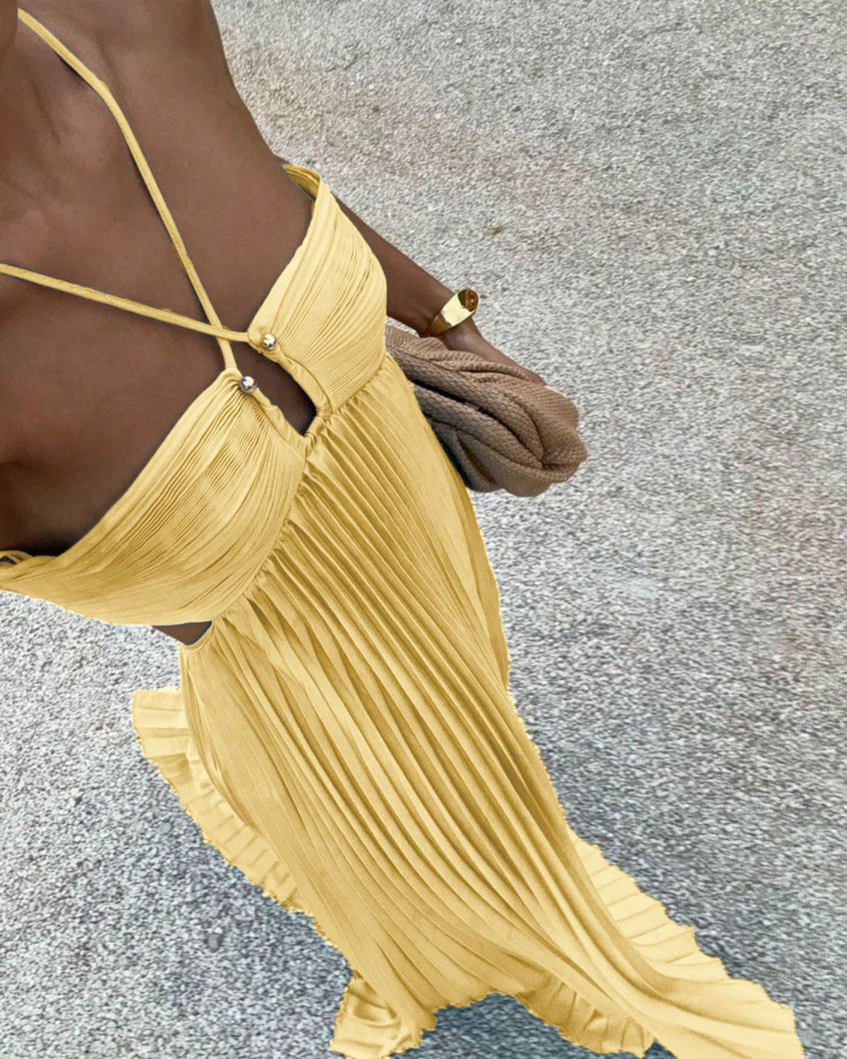 Women's Strapless Pleated Cami Dress, Solid Color Sleeveless Bodycon Mini Dress, Chic Summer Outfit