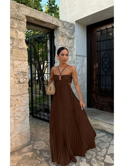 Women's Strapless Pleated Cami Dress, Solid Color Sleeveless Bodycon Mini Dress, Chic Summer Outfit