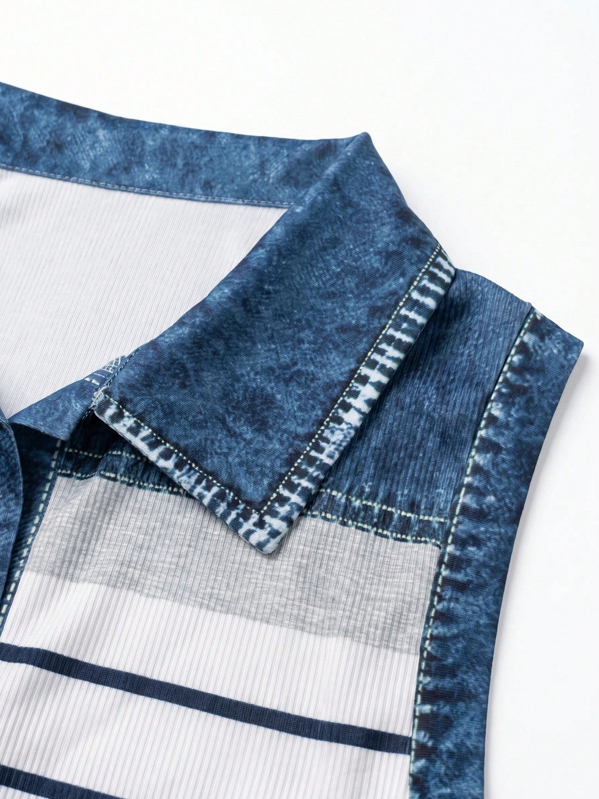 Women's Striped Polo Collar Casual Versatile Tank Top