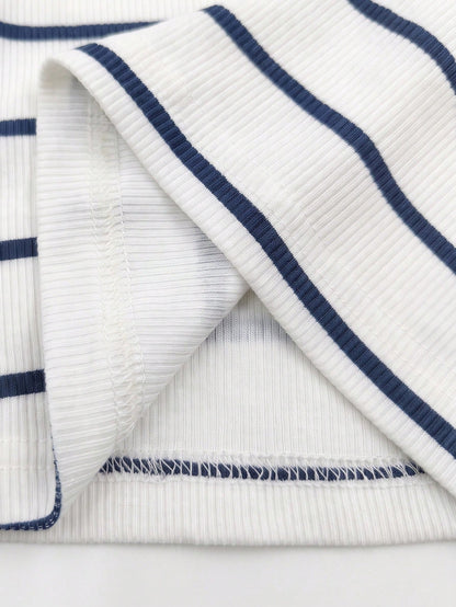 Women's Striped Polo Collar Casual Versatile Tank Top