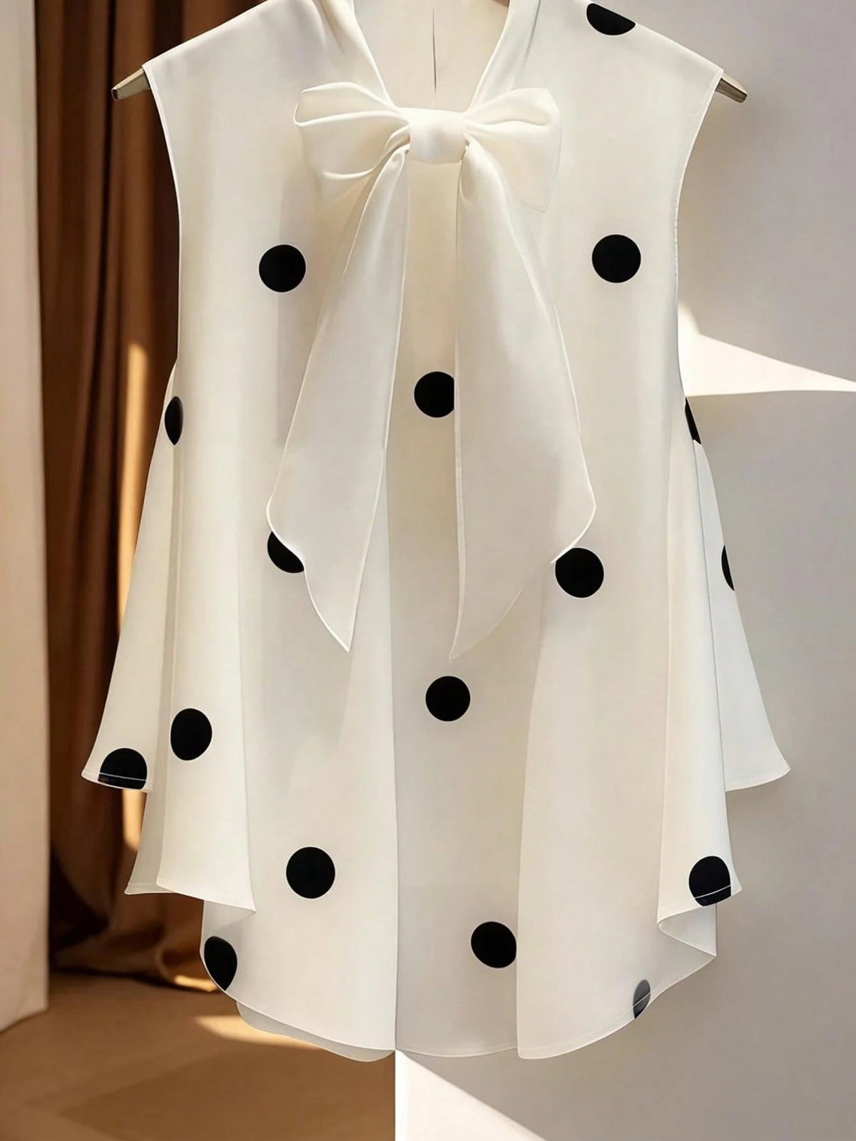 Women's Summer New Fashion Elegant Casual Sleeveless Top With Bow Collar, Short Front And Long Back, Aesthetic