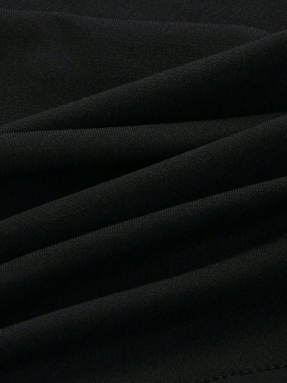Women's Summer Plain V-Neck Casual Drape Tank Top Black