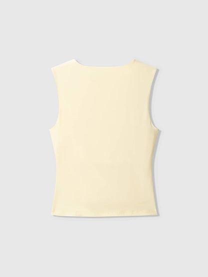 Women's Summer Plain V-Neck Casual Drape Tank Top Black