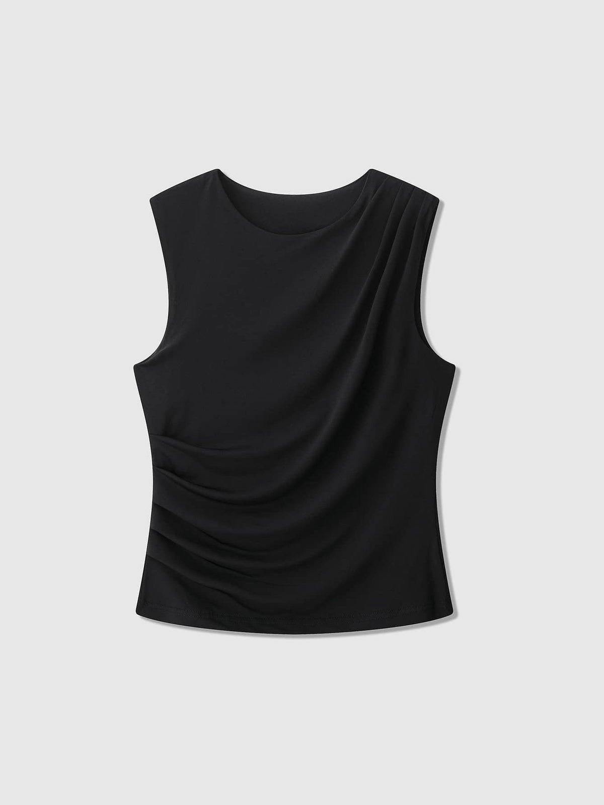 Women's Summer Plain V-Neck Casual Drape Tank Top Black
