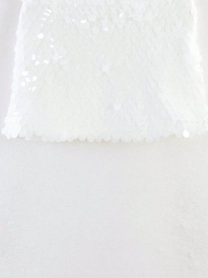 Women's Y2K Elegant Chic Shiny Mini Skirt, High Waist, Spring/Summer Party Club & Back To School White