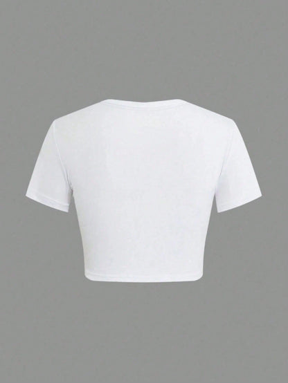 Women'S Y2K Style Crop Top T-Shirt With "We Be Trippin'" Graphic & Airplane Design- Slim Fit Short Sleeve, Breathable Lightweight Casual Tee, White W
