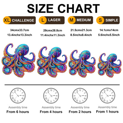 WOODBESTS 1PC Colorful Octopus Wooden Irregular Puzzle, Animal-Shaped 2D Jigsaw Toy For Kids And Adults. Educational Game, Great Gift For Party, Holiday, Christmas And Birthday. Unique Magical Desktop