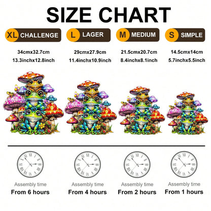 WOODBESTS 1PC Frog Family Wooden Irregular Puzzle, Animal-Shaped 2D Jigsaw Toy For Kids And Adults. Educational Game, Great Gift For Party, Holiday, Christmas And Birthday. Unique Magical Desktop Deco