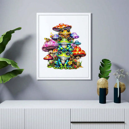 WOODBESTS 1PC Frog Family Wooden Irregular Puzzle, Animal-Shaped 2D Jigsaw Toy For Kids And Adults. Educational Game, Great Gift For Party, Holiday, Christmas And Birthday. Unique Magical Desktop Deco
