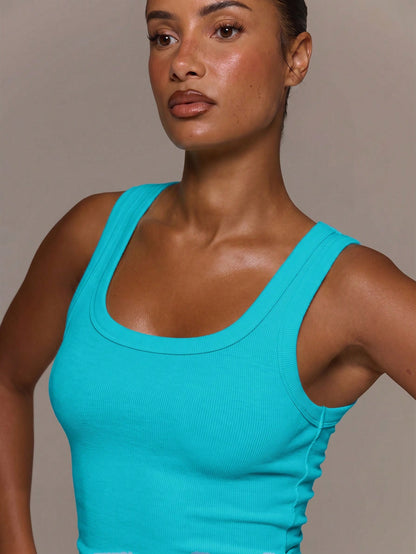 x Luisa Sonza MUSERA ESSENTIALS Ribbed Scoop Neck Fitted Tank Vest Top Cute Everyday Basics Sexy Daily Spring Summer Essential
