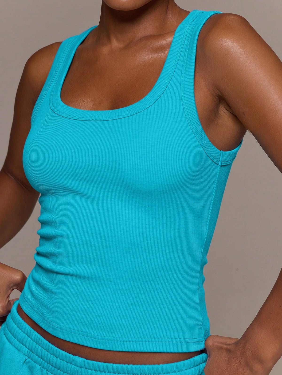 x Luisa Sonza MUSERA ESSENTIALS Ribbed Scoop Neck Fitted Tank Vest Top Cute Everyday Basics Sexy Daily Spring Summer Essential