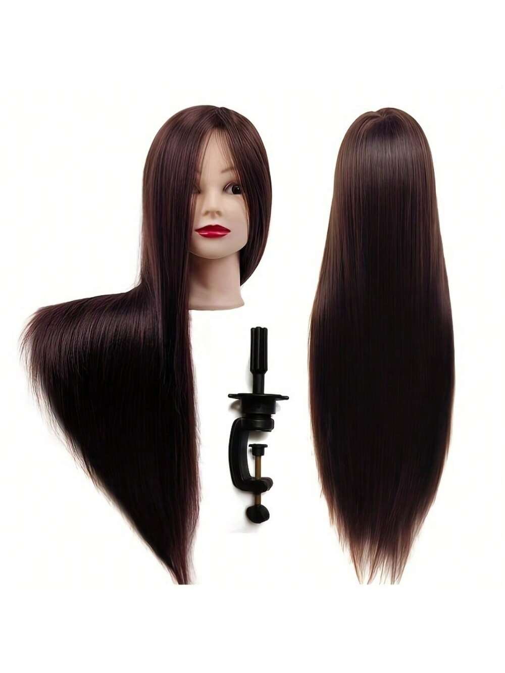XCJIEN Mannequin Head 26 Inch- 30 Inch Training Head Synthetic Fibre Beauty Doll Head Styling Head Hair Braiding Head Hairdresser Training Model Practice Head Hair Mannequin With Free Clips