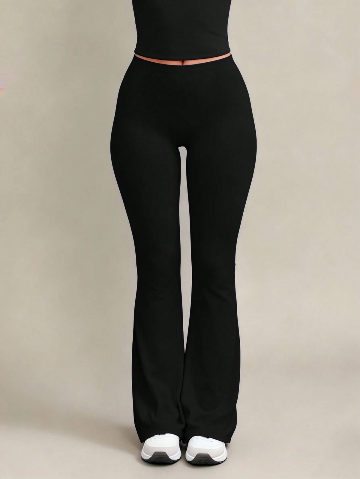 XLLAIS 2026 Sexy High Waist Stretchy Flare Pants, Solid Color Casual Sports Pants, Suitable For Halloween Black Spring