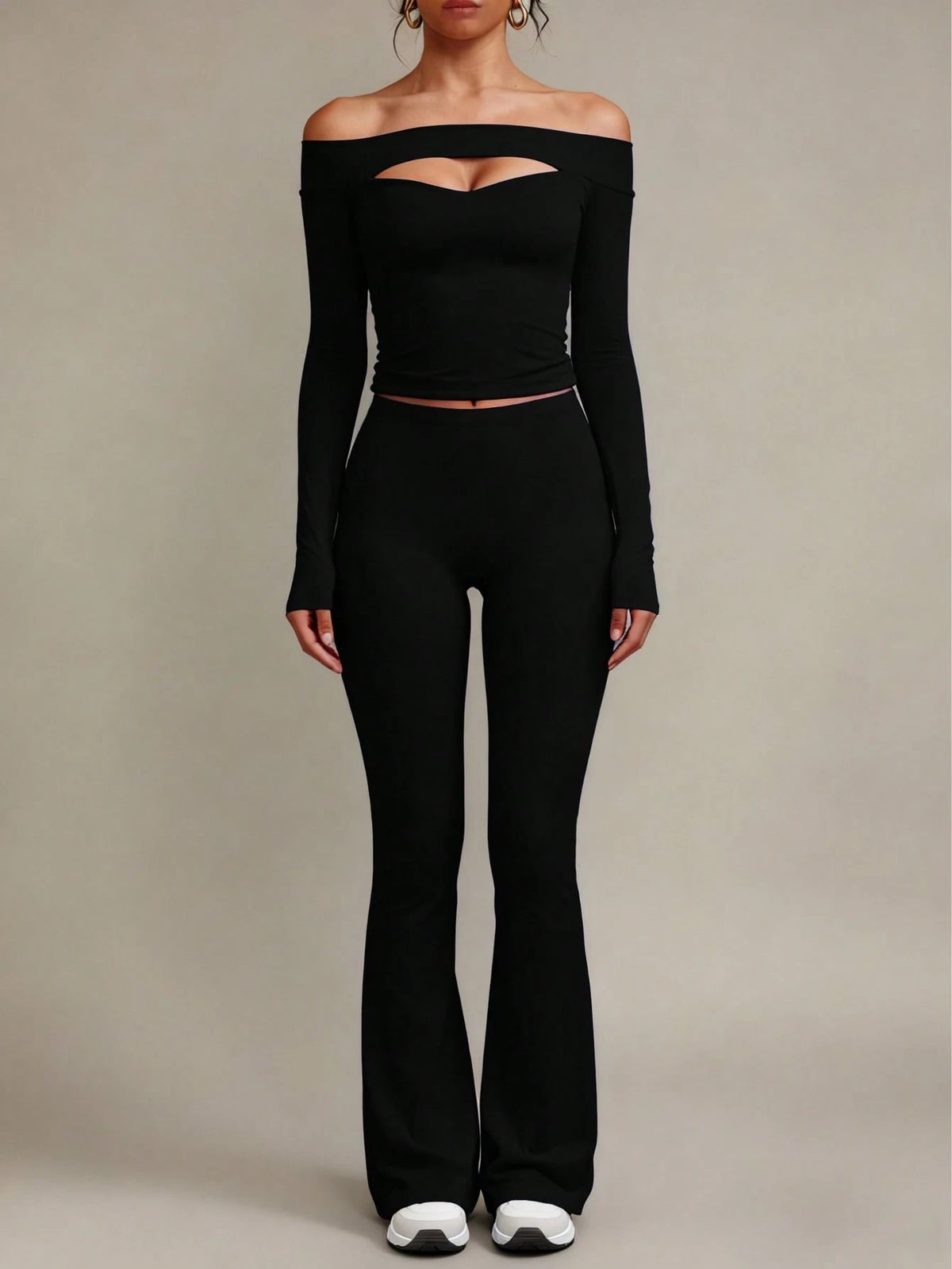 XLLAIS 2026 Sexy High Waist Stretchy Flare Pants, Solid Color Casual Sports Pants, Suitable For Halloween Black Spring