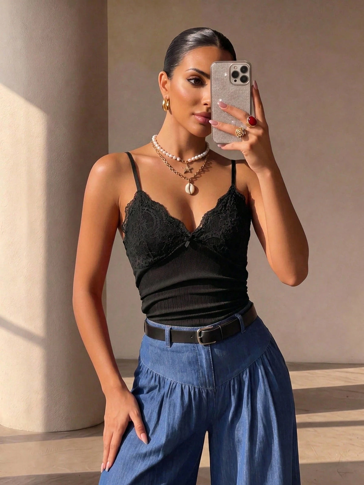 Xyvia Lace Spaghetti Strap Women's Camisole
