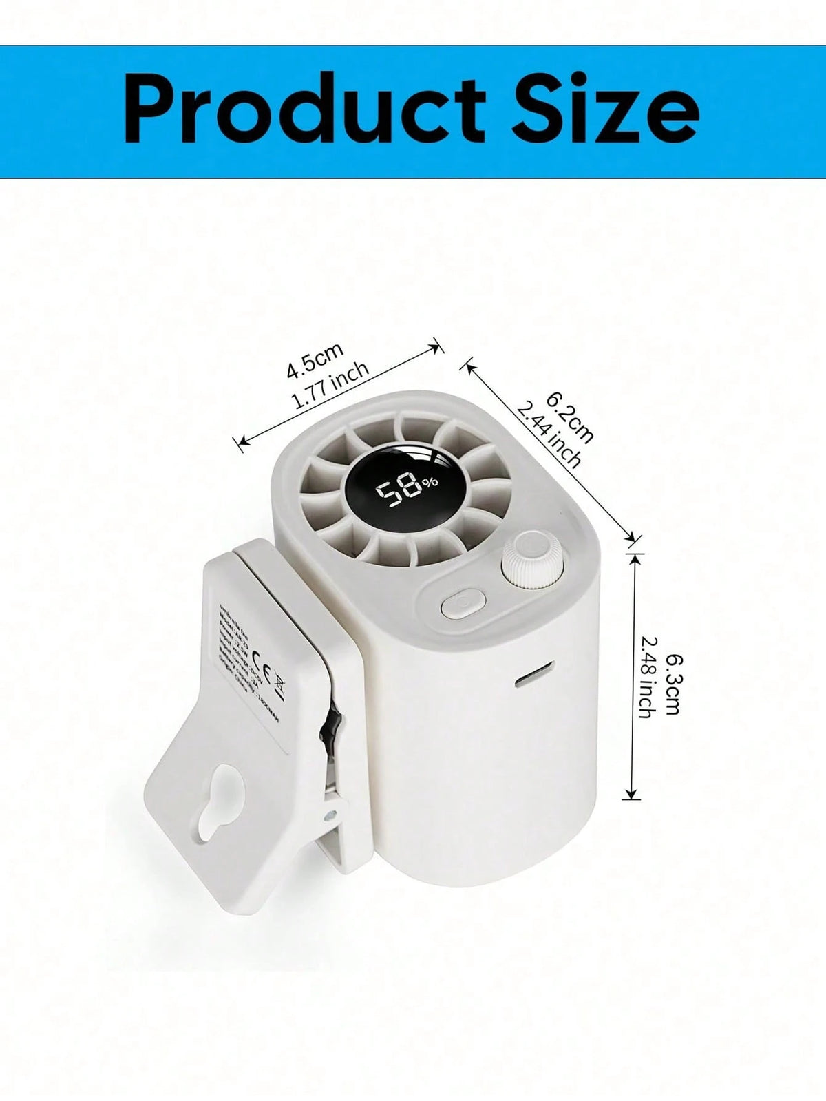 YAIUZGOO LED Display Clip-On Car Fan, 100 Wind Speed Levels, Rechargeable, Multi-Functional Personal Electric Fan For Office, Car, Umbrella, Travel And More