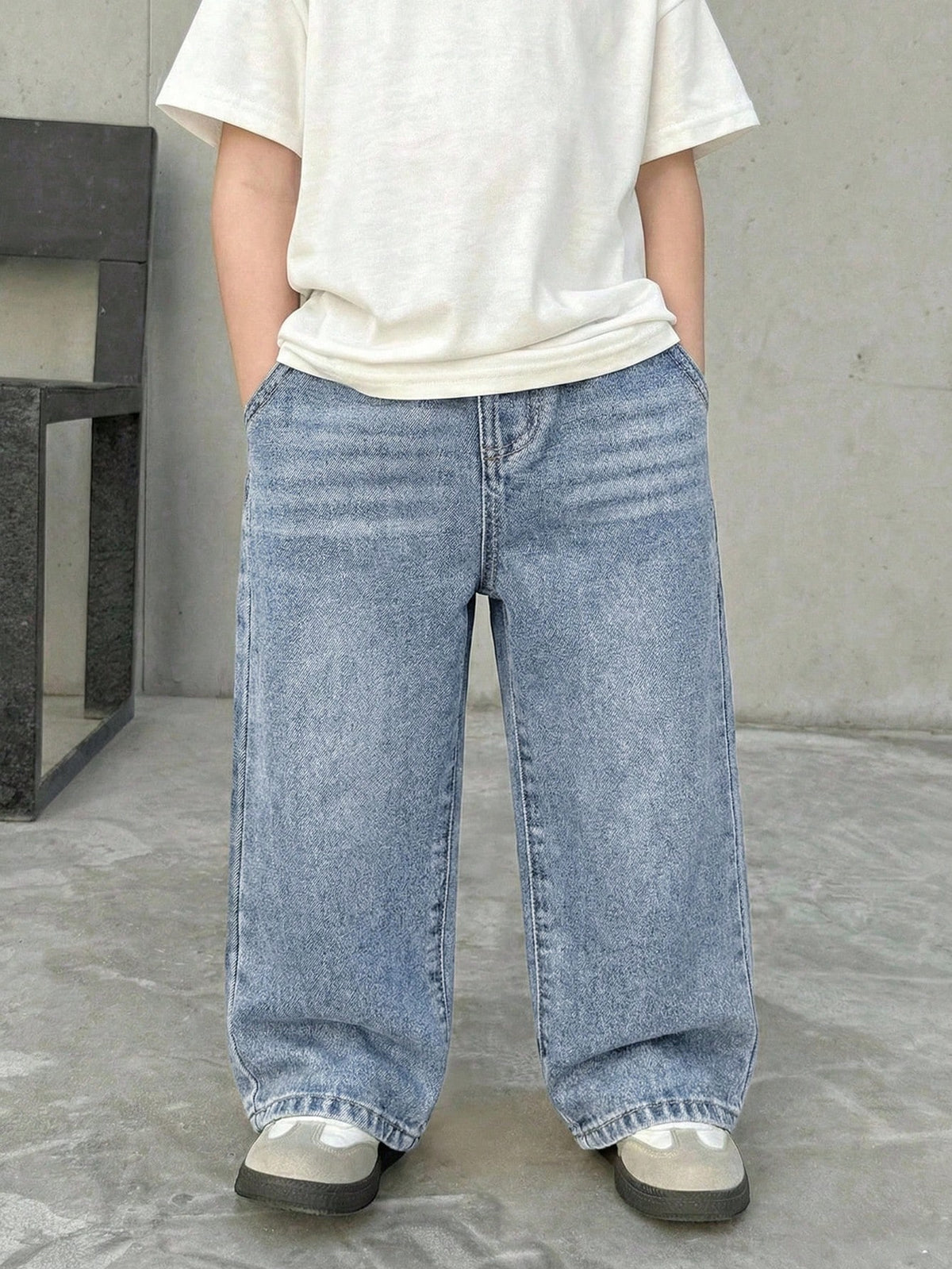 Young BoyLoose Straight Leg Blue Denim Jeans