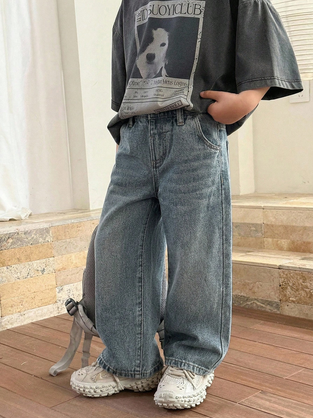 Young BoyLoose Straight Leg Blue Denim Jeans