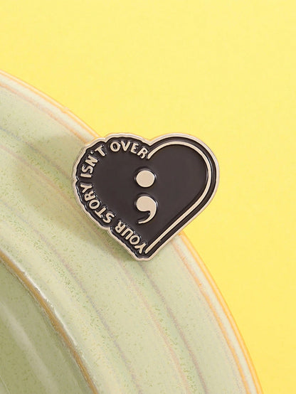 Your Story Isn't Over Semicolon Heart Enamel Pin Suicide Prevention Mental Health Lapel Brooch Gift
